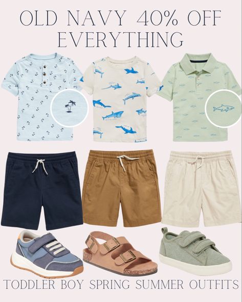 oddler boy clothes - toddler shoes - sneakers - sandals - summer vacation outfits - polo shirt - collared shirt - shorts - summer outfits - shirt and shorts - on sale - old navy kids - toddler boy outfit ideas - summer vacation - summer kids clothes - boys T shirts - top and shorts set - shark print - palm tree print - blue boys outfit- neutral toddler clothes Follow my shop @StylingMyBoys on the @shop.LTK app to shop this post and get my exclusive app-only content! #liketkit #LTKsalealert #L Toddler Boy Outfit Ideas, Earthtone Outfits, Vaction Outfits, Boy Outfit Ideas, Toddler Boy Outfit, Toddler Boy Summer, Boys Summer Fashion, Boys Prints, Summer Holiday Outfits