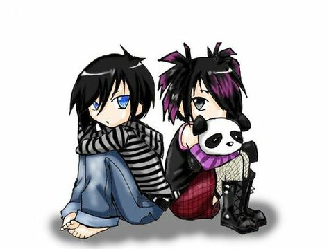 Emo twins Emo Chibi, Bf And Gf, Lingerie Shop, Zen, Bears, Online Shop, Deviantart, Lingerie, Anime