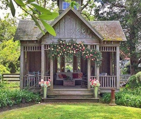 She Needs a She Shed with Fixer Upper Farmhouse Flair! - The Cottage Market Fixer Upper Farmhouse, Farmhouse Flair, Diy Shed Plans, Storage Shed Plans, She Sheds, Diy Shed, Building A Shed, Cabins And Cottages, The Porch