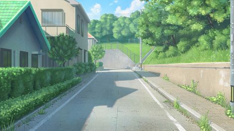 ArtStation - On the way to school, Eugene Bright Anime Background Outside, Anime Village Background, Visual Novel Background, Anime Town, Anime Street, Anime House, Gacha Background, Anime Places, Background Anime