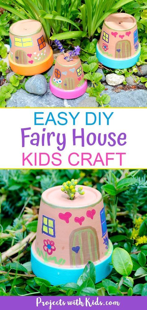 Painted Fairy Houses, Fairy Houses Kids, Kids Fairy Garden, Fairy House Diy, Fairy Garden Crafts, Summer Crafts For Kids, Fairy Crafts, Summer Craft, Fairy Garden Ideas