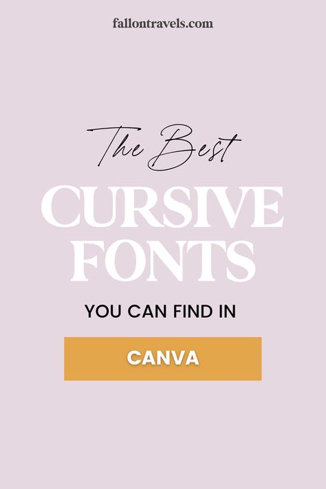 Selecting your brand fonts can be a pretty daunting process. That's why in this post, I share the best cursive fonts you can easily find in Canva. These will be a great starting point for your designs and you can use them for your social media graphics, logo, or even website. Check out these Canva design hacks now! Best Cursive Fonts In Canva, Canva Logo Fonts, Cursive Canva Fonts, Canva Cursive Fonts, Bold Cursive Font, Logo Fonts Free, Best Cursive Fonts, Free Font Websites, Free Cursive Fonts