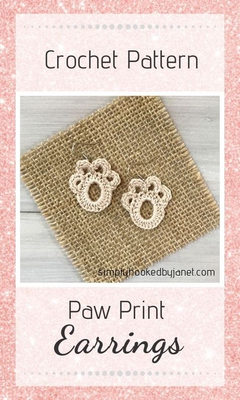 If you love crochet jewelry then you are sure to love this earring pattern! These paw print earrings are the perfect make for any animal lover! Have fun crocheting up several pairs for yourself and friends. #crochet #ilovecrochet #crochetpawprint #pawprintearrings #crochetlife #crochetpattern Crochet Paw Print, Paw Print Earrings, Crochet Jewlery, Steel Crochet Hooks, Confection Au Crochet, Crochet Jewelry Patterns, Crochet Earrings Pattern, Crochet Simple, Quick Crochet