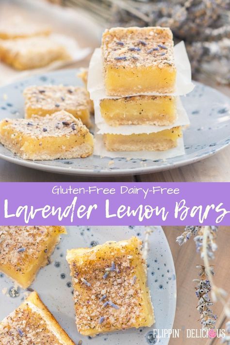 Lavender Lemon Bars, Lavender Dessert, Lemon Bar Cookies, Gluten Free Lemon Bars, Gluten Free Bars, Lavender Recipes, Lemon Bar, Lemon Bars Recipe, Culinary Lavender