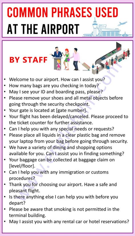 Airport Conversation English, Airport Phrases, Airport English, Esl Travel, English Conversation Worksheets, Phrases English, Improve English Writing, English Desk, English Conversation Learning