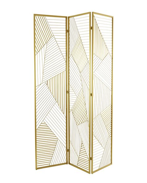 Peyton Lane Geometric Metal Hinged Foldable Partition 3 Panel Room Divider Screen / Gilt Foldable Partition, Paneled Room, Panel Partition, Metal Room Divider, Metal Room, Wood Room Divider, 4 Panel Room Divider, Gold Rooms, Partition Screen