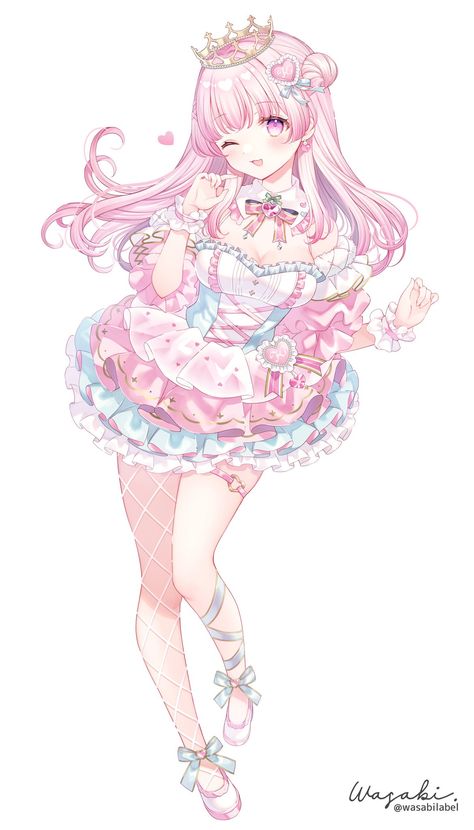 Pink Vtuber, Magical Girl Outfit, Images Kawaii, 캐릭터 드로잉, 영감을 주는 캐릭터, Anime Poses Reference, Kawaii Art, Anime Poses, Magical Girl