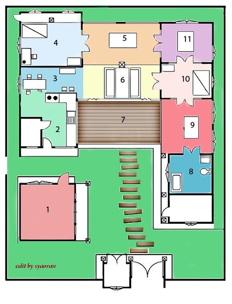 Sang Go Jae floor plan Korean Style House, Japanese House Floor Plans, Traditional House Interior, Korean House Interior, Hanok House, Interior Design Presentation Boards, Korean Traditional House, Traditional Korean House, Korean House