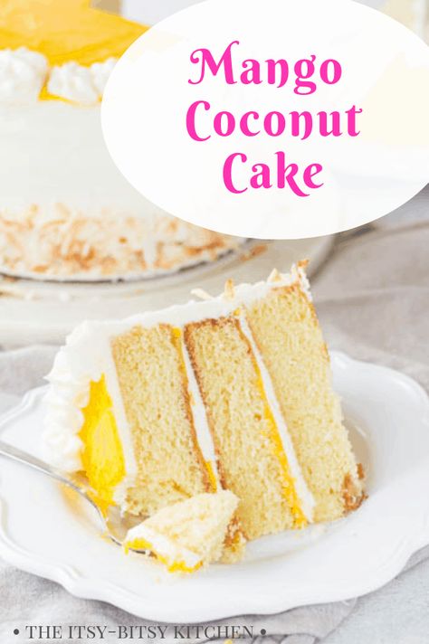 Mango Coconut Cake, Coconut Layer Cake, Mango Curd, Mango Desserts, Coconut Buttercream, Mango Dessert Recipes, Coconut Cake Recipe, Mango Dessert, Mango Cake