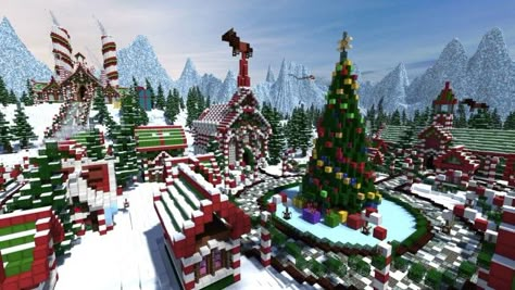 TheReawakens - Santa's Gingerbread Christmas City [Download] Minecraft Project Minecraft Santas Village, Gingerbread House Minecraft, Candy Village, Christmas City, Minecraft Banner Designs, Minecraft Christmas, Christmas World, Cute Minecraft Houses, Minecraft City