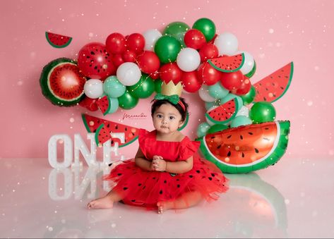 One In A Melon, Designer Party Wear Dresses, Smash Cake, Baby Photoshoot, Baby Birthday, Cake Smash, Baby Photos, Melon, Lemonade