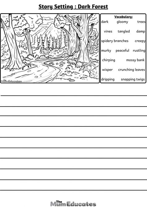 Free 15+ Story Settings Description Writing Frames - The Mum Educates Descriptive Writing Worksheet, Setting Description Writing, Finish The Story Writing Prompts, Therapeutic Writing, Descriptive Writing Activities, Expressive Writing, Description Writing, Children Writing, Creative Writing Worksheets