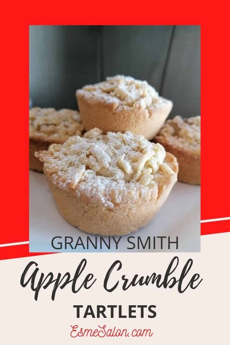 Individual apple crumble tarts Apple Crumble Tart, Mini Apple Tarts, Apple Crumble Topping, Apple Tartlets, Crumble Tart, Tartlets Recipe, Granny Smith Apple, Streusel Muffins, Easy Recipes For Beginners