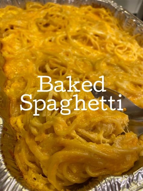 Spaghetti Mac And Cheese Baked, Baked Macaroni And Cheese With Spaghetti Noodles, Spagetti Noodle Mac And Cheese, Baked Cheese Spaghetti, Spaghetti And Cheese Recipe, Baked Spaghetti And Cheese, Bake Spaghetti Recipe, Spaghetti Mac And Cheese, Creamy Baked Spaghetti