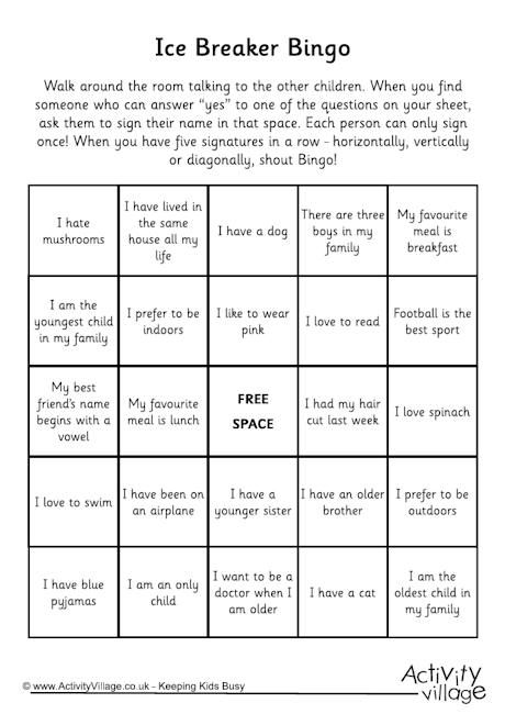 Kids have to find those who can truthfully answer "yes" to the statements in the squares. Teen Ice Breakers, Ice Breaker Bingo, Ice Breaker Games For Adults, Funny Ice Breakers, Ice Breaker Game, Bingo Card Template, Fun Group Games, Youth Group Games, Ice Breaker Games