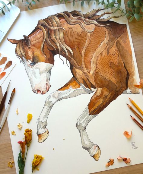 Irene Meniconi, Watercolor Horse Painting, Equine Artwork, Horse Art Drawing, Horse Inspiration, Animal Illustration Art, Portrait Watercolor, Quarter Horses, Horse Artwork