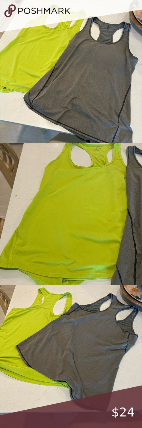 Athleta two pack razor back neon lime green and grey active tanks M Lime Green, Green And Grey, Neon, Outfit Inspo, Grey, Plus Fashion, Green, Dresses, Fashion Tips