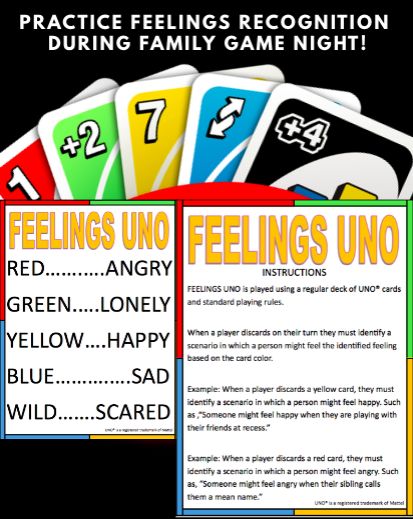 Cpst Therapy Activities, Uno Feelings Game, Aba Therapy Games, Feelings Uno Game, Uno Therapy Game, Play Therapy For Adults, Coping Skills Activity For Group Therapy, Therapy Interventions For Teens, Feelings Uno