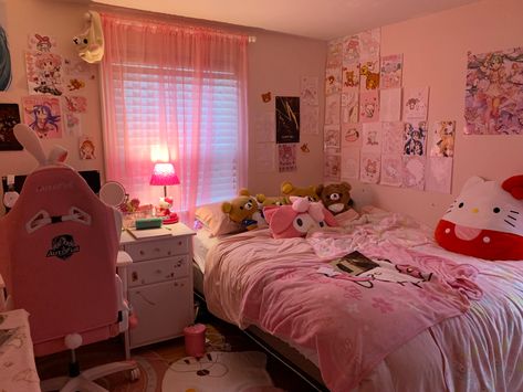 Sanrio Room, Hello Kitty Room Decor, Chambre Inspo, Hello Kitty Bedroom, Kawaii Bedroom, Hello Kitty Rooms, Pink Room Decor, Cute Bedroom Ideas, Dekorasi Kamar Tidur