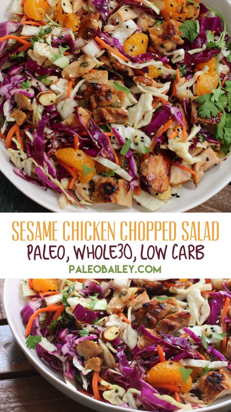 Sesame Chicken Chopped Salad, Marinade For Grilled Chicken, Whole 30 Salads, Cabbage Chicken, Healthy Sesame Chicken, Breakfast Paleo, Paleo Salad, Dinner Paleo, Paleo Salad Recipes