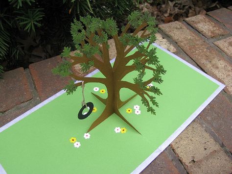 Arte Pop Up, Tire Swing, Pop Up Art, Paper Pop, Paper Toy, Paper Tree, Creative Activities For Kids, Tree Cards, 3d Cards