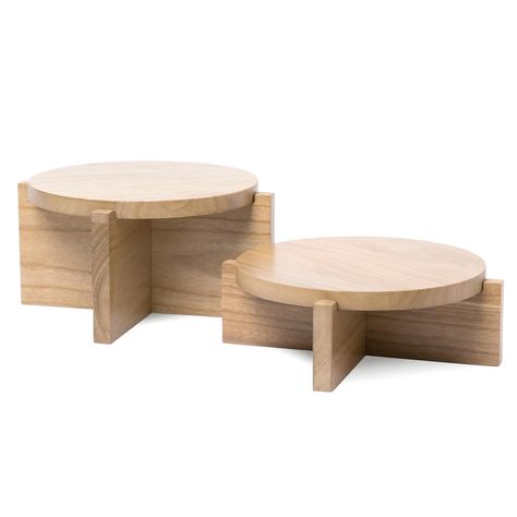 PRICES MAY VARY. Elevate your Home Decor: These sleek wooden risers are a beautiful way to display plants, desserts, beverage dispensers, soaps, candles, or other household accessories. The minimalist design complements any modern, rustic or farmhouse style. Size: This set of two pedestal stands comes with one large (6” tall) and one small (3.75” tall) riser. Both round tray tops are 10" to support cakes, large pots, and 1.5 gallon drink dispensers. Premium Quality: Made of natural paulownia har Pedestal Tables, Wooden Pedestal, Wood Riser, Modern Rustic Farmhouse, Support Pour Plante, Living Room Plants, Pedestal Stand, Dining Table Centerpiece, Wood Pedestal