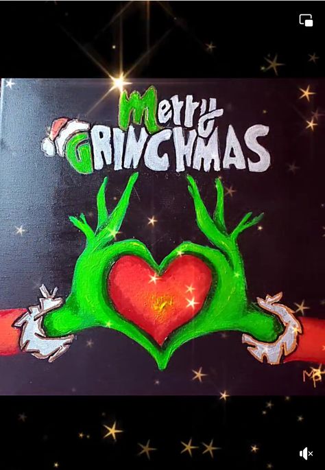 The Grinch Painting Ideas, Diy Grinch Painting, The Grinch Canvas Painting, Easy Grinch Painting, Grinch Painting Ideas, Christmas Sip And Paint Ideas, Grinch Painting On Canvas, Grinch Canvas Painting, Simple Christmas Paintings On Canvas