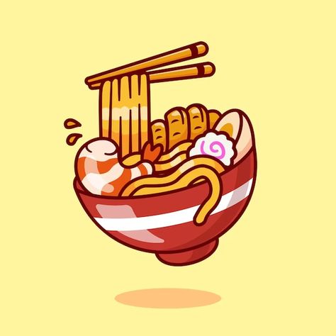 Catalyststuff | Freepik Kerabu Maggi, Noodle Doodle, Vector Icons Illustration, Ramen Noodle, Food Painting, Illustration Food, Cool Wallpapers Cartoon, Ramen Noodles, You're Awesome