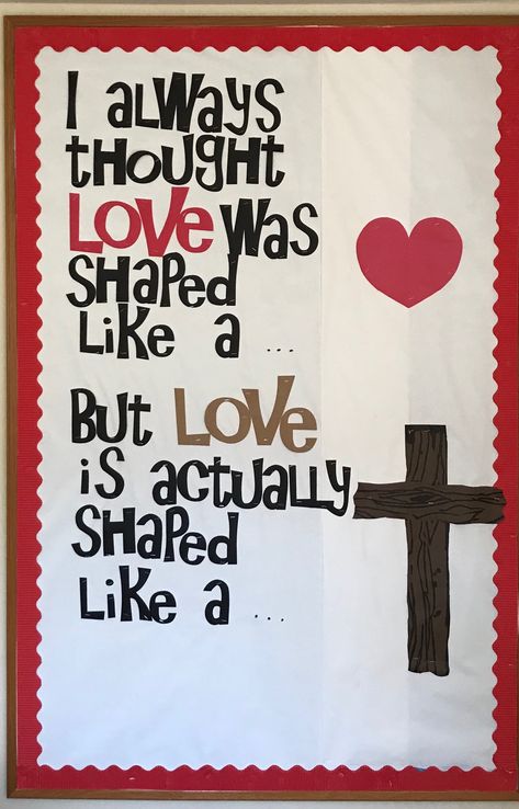 Valentine Bulletin Boards, Christian Classroom, Christian Bulletin Boards, Sunday School Rooms, Church Bulletin Boards, Bulletin Board Ideas, Church Bulletin, Church Crafts, Bible Lessons For Kids