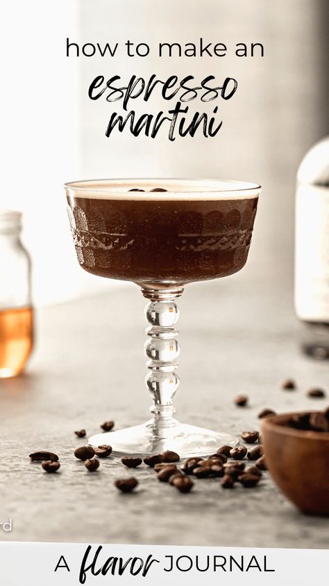 A rich and frothy espresso martini recipe with freshly brewed espresso, vodka, coffee liqueur, brown sugar syrup, and egg white. Makes one espresso martini. Espresso Vodka, Frozen Drink Recipes, Espresso Martini Recipe, Espresso Martinis, Frozen Cocktail Recipes, Kid Friendly Drinks, Coffee Place, Brown Sugar Syrup, Coffee Liqueur