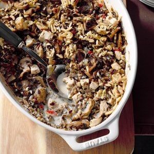 Favorite Company Casserole Recipe: How to Make It Wild Rice Bake, Chicken And Wild Rice Casserole, Chicken Wild Rice Casserole, Rice Bake Recipes, Wild Rice Casserole, Rice Bake, Almond Chicken, Rice Casserole Recipes, Baked Rice