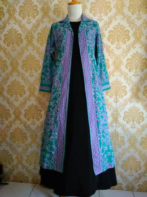 Model Outer Hijab, Outer Batik Modern Hijab, Model Outer Batik, Outer Batik Casual, Pola Kardigan, Cardigan Batik, Outer Hijab, Batik Blazer, Model Outer