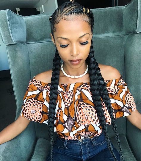 Beads Braids, Wig Braids, Eyeshadow Eyebrows, Two Braid Hairstyles, Women Braids, Styles Braids, Feed In Braids Hairstyles, Braided Cornrow Hairstyles, Feed In Braid