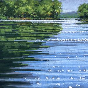 Watercolor And Pastel, Lake Painting, Landscape Quilts, Let It Shine, Water Ripples, Water Reflections, Water Art, Acrylic Painting Tutorials, A Level Art