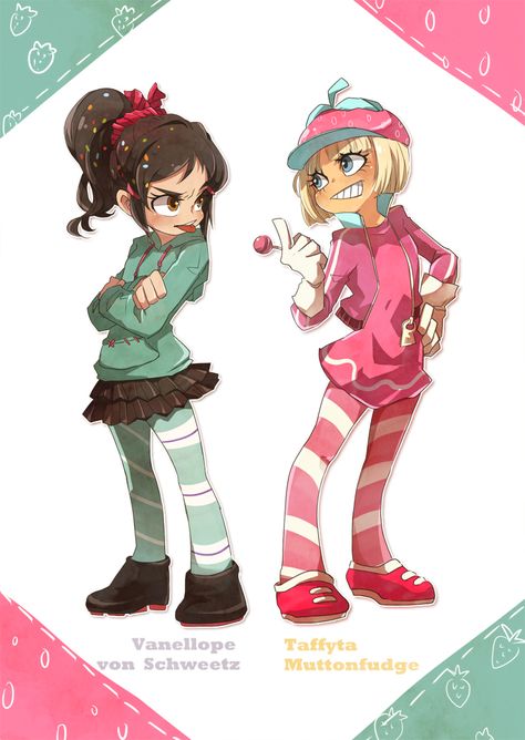 Vanellope vs Taffyta Taffyta Muttonfudge, Vanellope Y Ralph, Friends Drawing, Chibi Manga, Vanellope Von Schweetz, 디즈니 캐릭터, Karakter Disney, Cartoon As Anime, Cartoon Girls