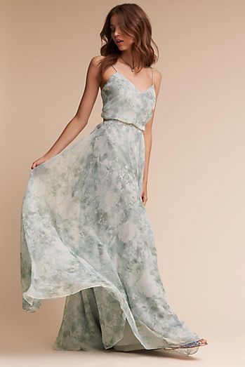 Fall Wedding Trends, Bhldn Bridesmaid, Floral Bridesmaid Dresses, Maid Of Honour Dresses, Floral Bridesmaid, Bridesmaid Dress Colors, Blue Bridesmaid Dresses, Blue Bridesmaids, Guest Dresses