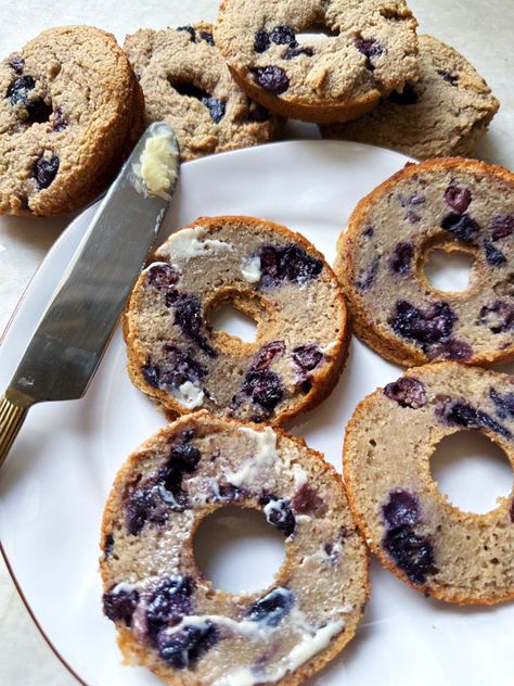 Gluten-Free & Dairy-Free Blueberry Bagel - Tasty As Fit Gluten Free Blueberry Bagels, Crunchy Edamame, Edamame Noodles, Blueberry Bagels, Meal Bowls, Vegan Bagel, Blueberry Bagel, Low Oxalate, Gluten Free Sourdough