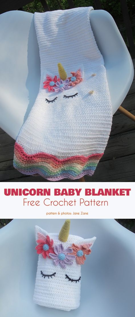 Unicorn Baby Blanket Free Crochet Pattern Crochet Unicorn Blanket, Baby Blanket Free Crochet Pattern, Free Baby Blanket Patterns, Unicorn Blanket, Crochet Baby Blanket Free Pattern, Crochet Unicorn, Crochet Bebe, Haken Baby, Manta Crochet