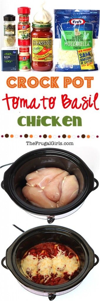 Recipes With Fresh Basil, Italian Chicken And Potatoes, Tomato Basil Chicken Recipe, Basil Chicken Recipe, Tomato Basil Chicken, Crock Pot Food, Frugal Girls, Paleo Crockpot, Basil Chicken