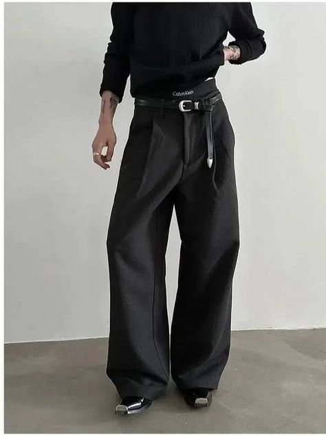 The Korean Fashion|Clothing and Jewelry Online Shop Black Pleated Pants Outfit, Tyler The Creator Outfits, Smart Pants, Wardrobe Revamp, Fashion Poster Design, Korean Fashion Online, Leopard Print Pants, Clothes Korean Style, Fashion Men Streetwear