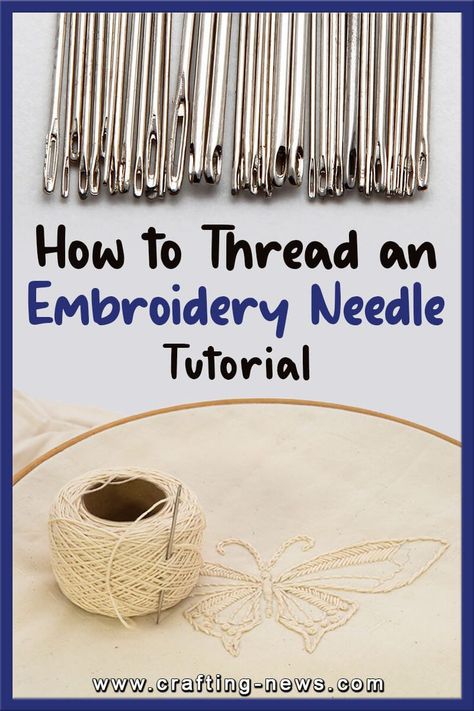 How To Thread an Embroidery Needle Tutorial How To Thread Embroidery Needle, How To Thread, Macrame Thread, Embroidery Stitches Tutorial, Needle Lace, Sewing Lessons, Embroidery Needles, Crafting Ideas, Embroidery And Stitching