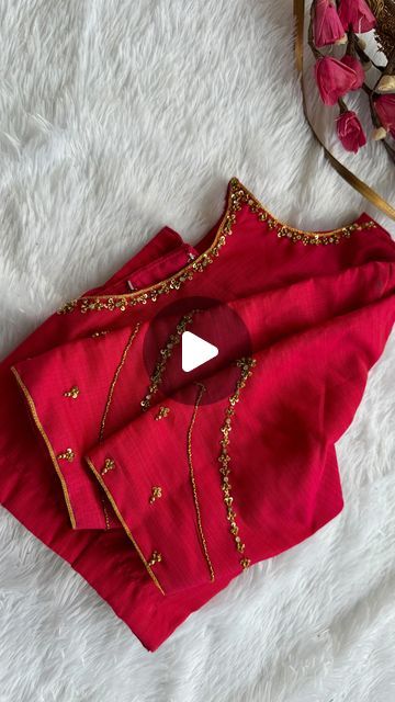 Simple Hand Work, Blouse Thread Work, Simple Hand Work Blouse Designs, Simple Embroidery Designs Blouse, Simple Maggam Work Designs, Work Blouse Designs, Blouse Designs Catalogue, Maggam Work Designs, Net Blouses