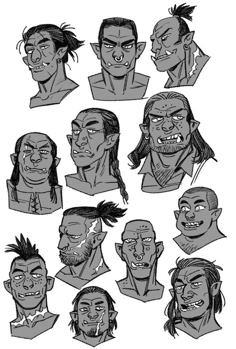 Half Orc, Character Design Cartoon, Face Sketch, Fantasy Races, Dungeons And Dragons Characters, Usa Art, Creature Concept Art, High Fantasy, Fantasy Rpg