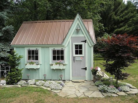 9 Whimsical Garden Shed Designs - Storage Shed Plans - Country Living (collected from Hometalkers!) Chicken Coop Garden, Backyard Getaway, Diy Storage Shed, Storage Shed Plans, Building A Chicken Coop, Garden Tool Storage, Backyard Sheds, Backyard Shed, Potting Sheds