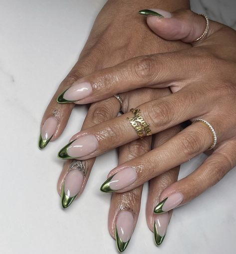 Tip Nail Designs, Chrome Manicure, Chrome Nails Designs, French Tip Nail Designs, Cute Nail, Metallic Nails, Fire Nails, Classy Nails, Cute Nail Designs