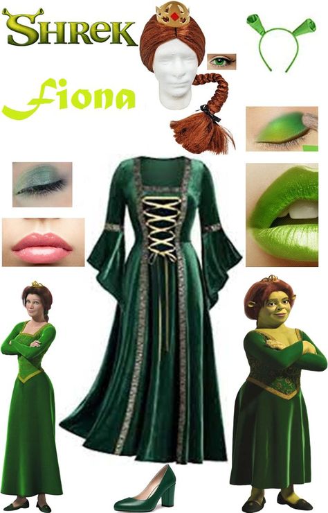 #Shrek #ShrekFiona #Green #Cosplay #Outfits Fiona Dress Shrek, Fiona Outfit Shrek, Fiona Shrek Halloween Costume, Halloween Green Costume, Fiona Shrek Costume Diy, Diy Fiona Costume Shrek, Shrek Jr Costumes, Fiona Costume Diy, Shrek Outfit Ideas