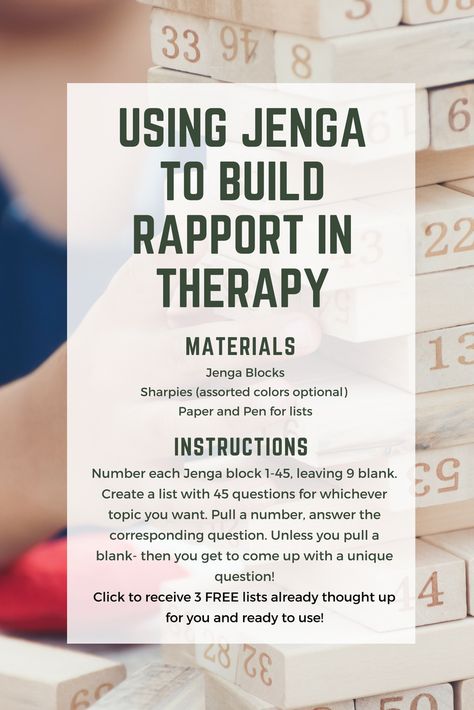 Jenga Therapy Game, Gender Identity Therapy Activities, Jenga Questions Therapy, Interactive Therapy Activities, Therapy Jenga Questions, Recreation Therapy Mental Health, Therapy Jenga, Group Therapy Ideas, Play Therapy Interventions