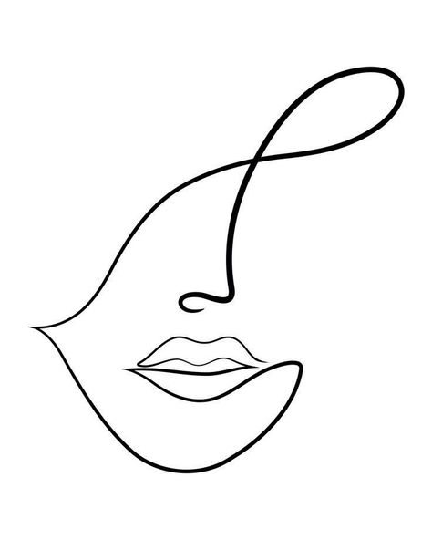 Simple Woman Face Drawing, Line Art Face Drawings, Line Art Faces Abstract, Line Drawings Of Women, Line Art Design Women, Line Art Drawings Face, 1 Line Art Easy, Easy Line Art Drawing Simple, Women Face Outline Art