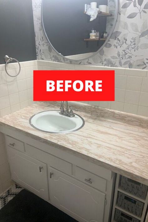 Upgrade your bathroom decor for cheap with this DIY concrete counter makeover idea. Perfect if you're renovating your bathroom on a dime, this bathroom vanity makeover using concrete is an easy and cheap way to make over your bathroom counter. #hometalk Counter Makeover, Painting Bathroom Countertops, Update Bathroom, Diy Concrete Counter, Crafts Cheap, Interior Farmhouse, Hallway Entry, Vanity Makeover, Interior Boho