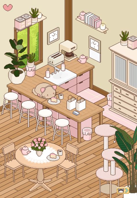 Deko Neko Room Ideas, Deco Neko Room Ideas, Deco Neko, Anime Drawing Books, Micro House, Valentines Wallpaper, Cat Cafe, Cute Games, Cat Room